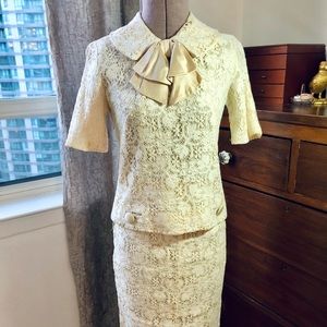 Vintage bridal blouse and skirt crochet lace